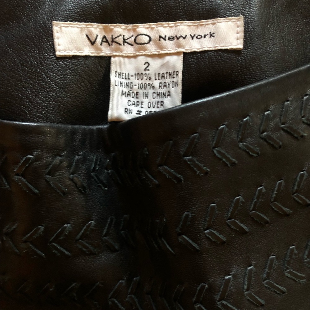 Vakko New York lamb leather lined flare pants